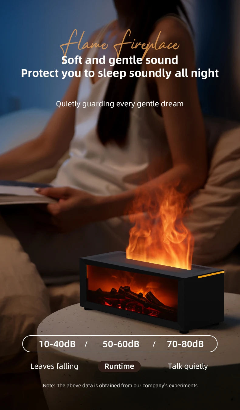 3D Flame Essential Oil Diffuser & Humidifier with Colorful LED Lights